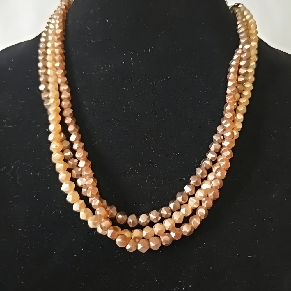 Elegant Gold and Brown Multi-Strand Necklace